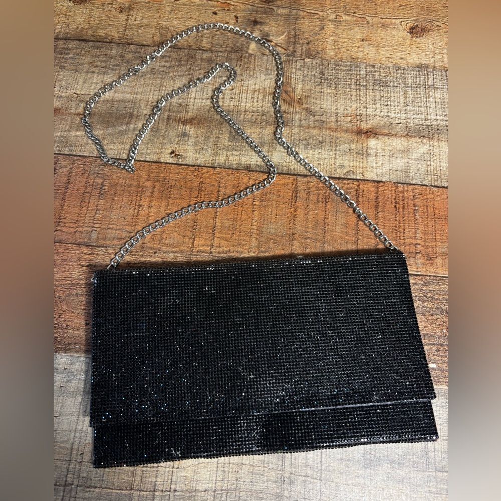 Nina Evening Black Beaded Chain Strap Shoulder Bag for Women Cocktail Party